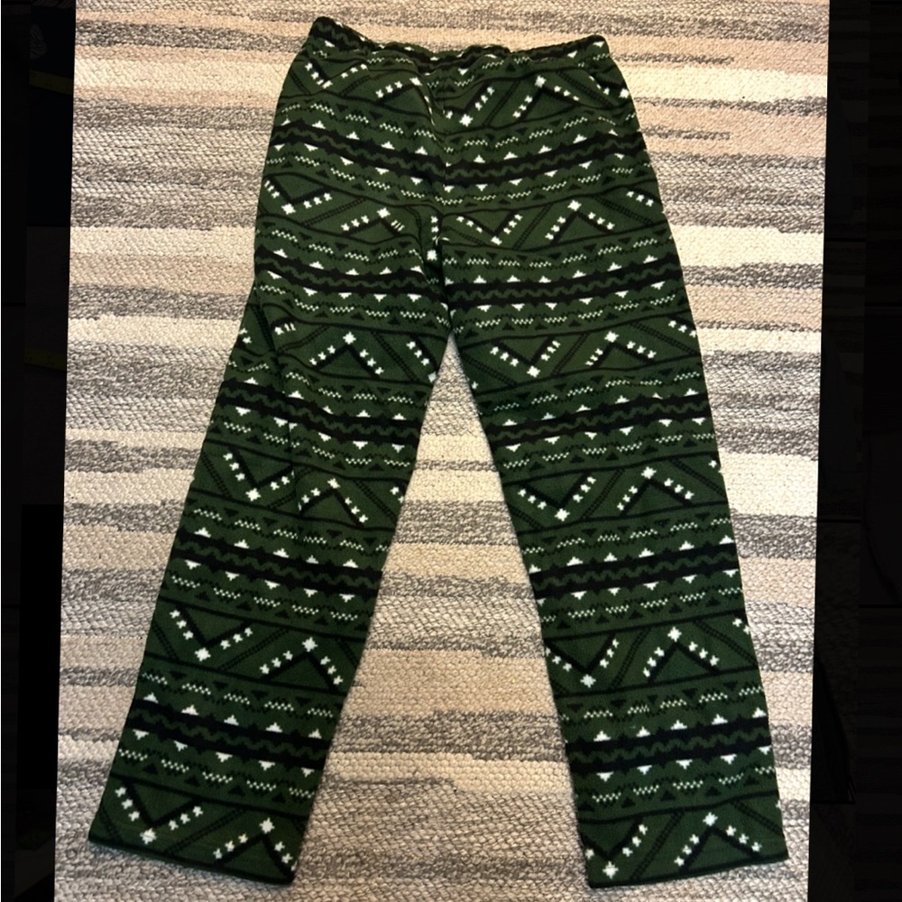 Men’s Green Fleece Pajama Sweatpants Medium